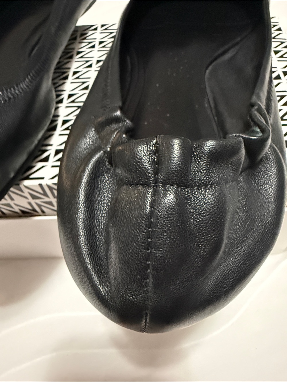 Tory Burch Black Leather Logo Ballet Flats Size 9.5 - Picture 5 of 8